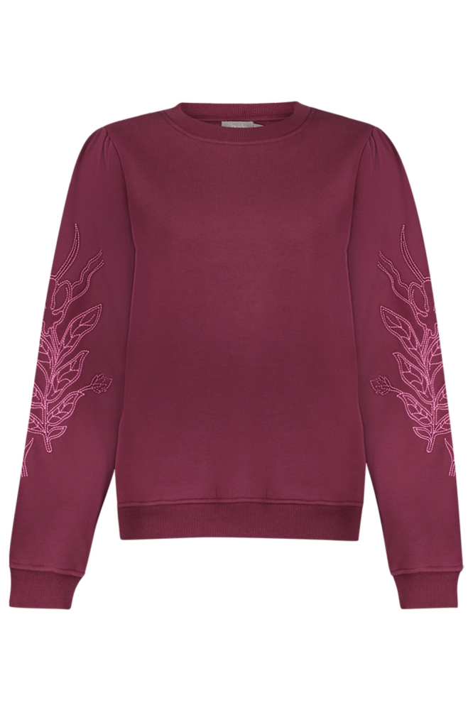 Geisha bordeaux dames sweater | Vooraanzicht