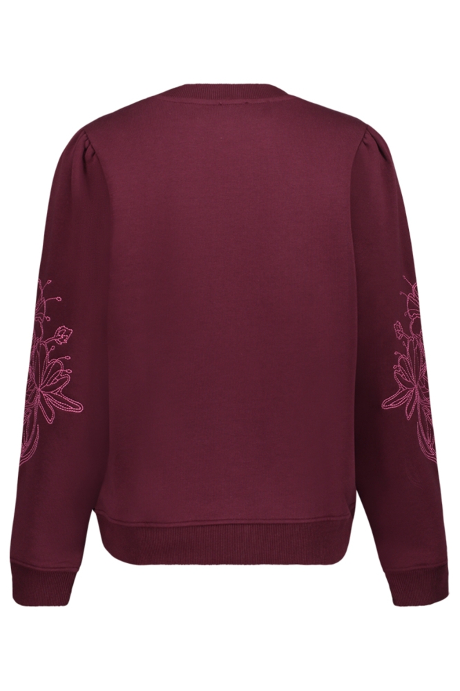 Geisha bordeaux dames sweater | Achteraanzicht