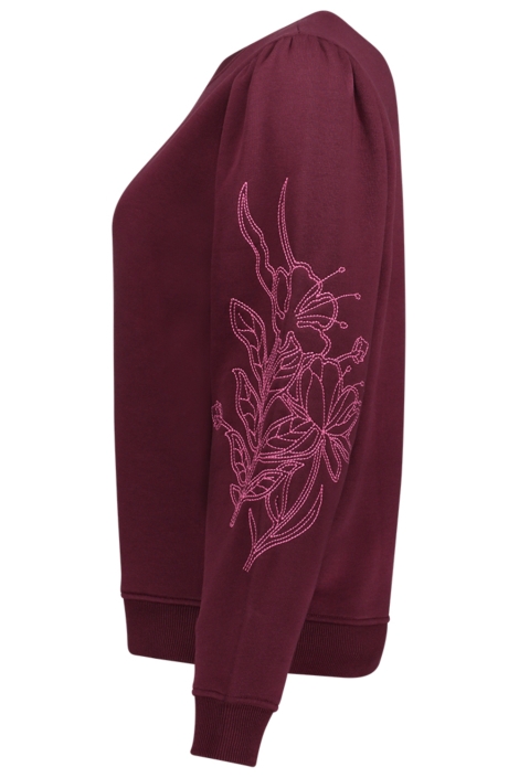 Geisha bordeaux dames sweater | Zijaanzicht