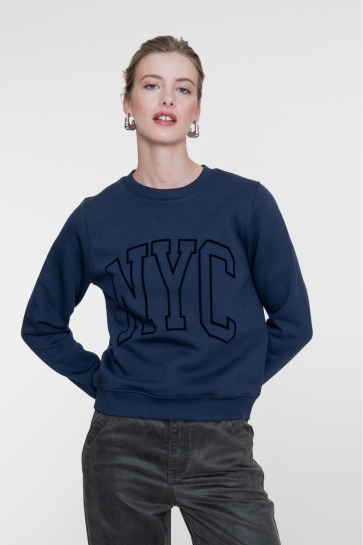 Geisha Trui SWEATER MET NYC PRINT 62567 41 000675 NAVY
