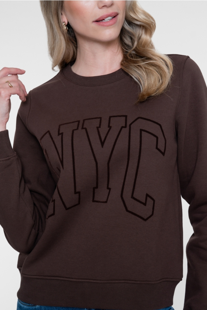 Geisha bruine dames sweater | Close up