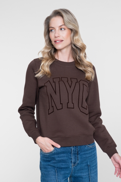 Geisha bruine dames sweater | Model vooraanzicht