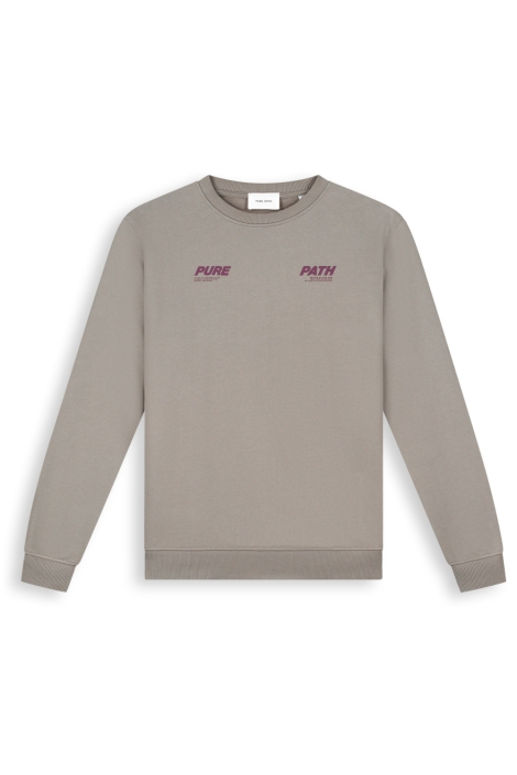 Pure Path taupe heren sweater | Vooraanzicht