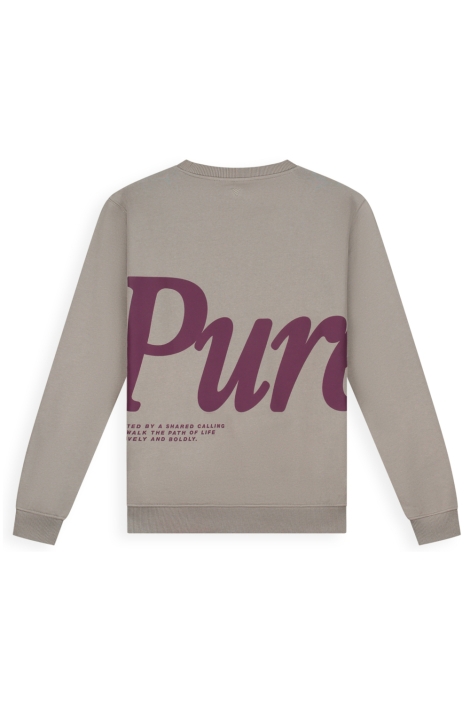 Pure Path taupe heren sweater | Achteraanzicht