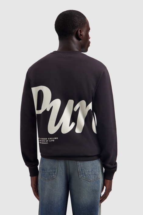 Pure Path bruine heren sweater | Model achteraanzicht