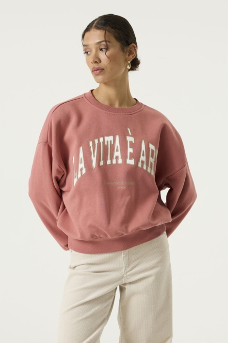 Garcia roze dames sweater | Model vooraanzicht