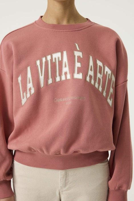 Garcia roze dames sweater | Close up