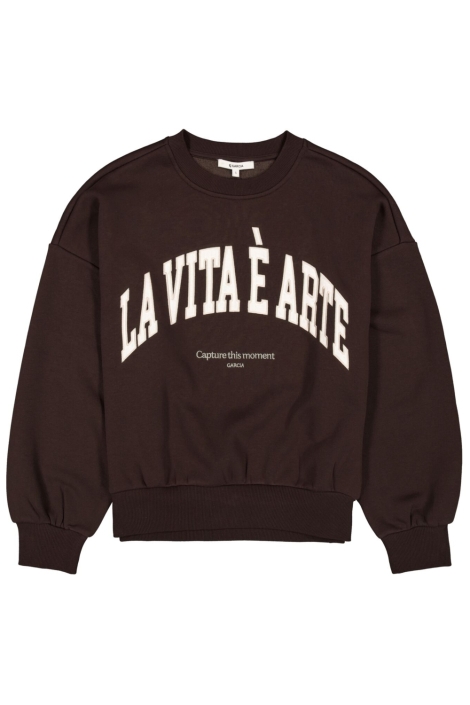 Garcia bruine dames sweater | Vooraanzicht
