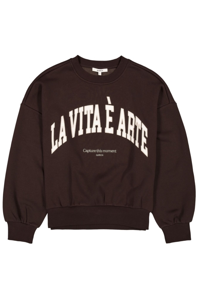 Garcia bruine dames sweater | Vooraanzicht