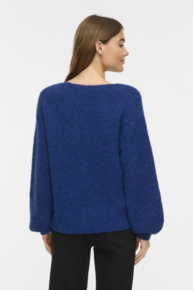 Vila blauwe dames trui | Model achteraanzicht