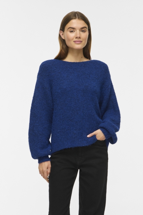 Vila blauwe dames trui | Model vooraanzicht
