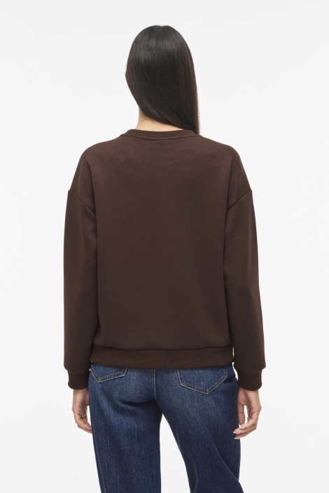 Vila bruine dames sweater | Model achteraanzicht