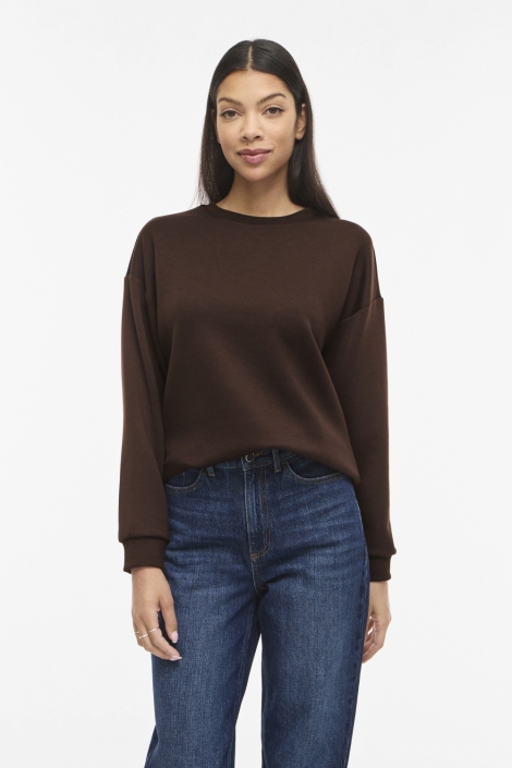 Vila bruine dames sweater | Model vooraanzicht