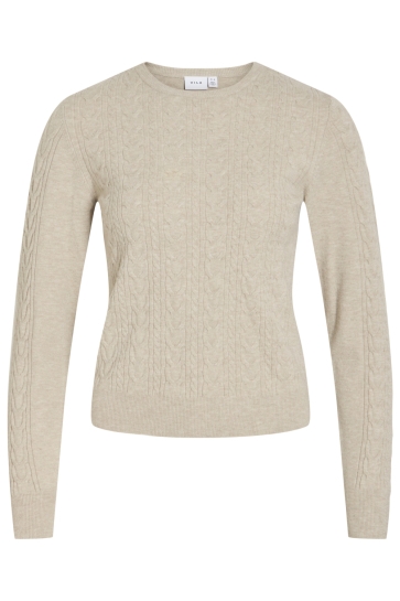 Vila Trui VIKERRY O-NECK CABLE L/S KNIT TOP 14115306 Natural Melange