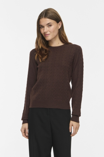 Vila Trui VIKERRY O-NECK CABLE L/S KNIT TOP 14115306 Coffee Bean