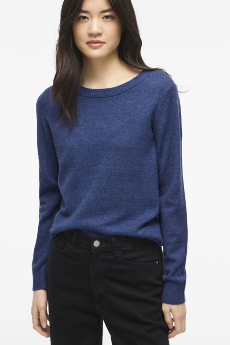 Vila blauwe dames trui | Model vooraanzicht