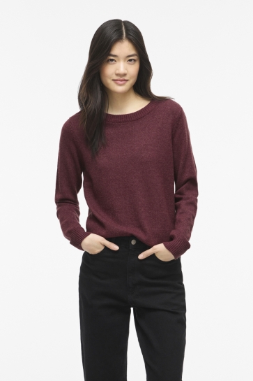 Vila Trui VIRIL O-NECK L/S KNIT TOP - NOOS 14054177 Port Royale/DARK MELANGE