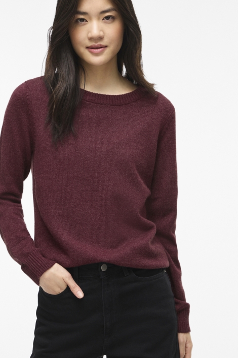 Vila bordeaux dames trui | Model vooraanzicht