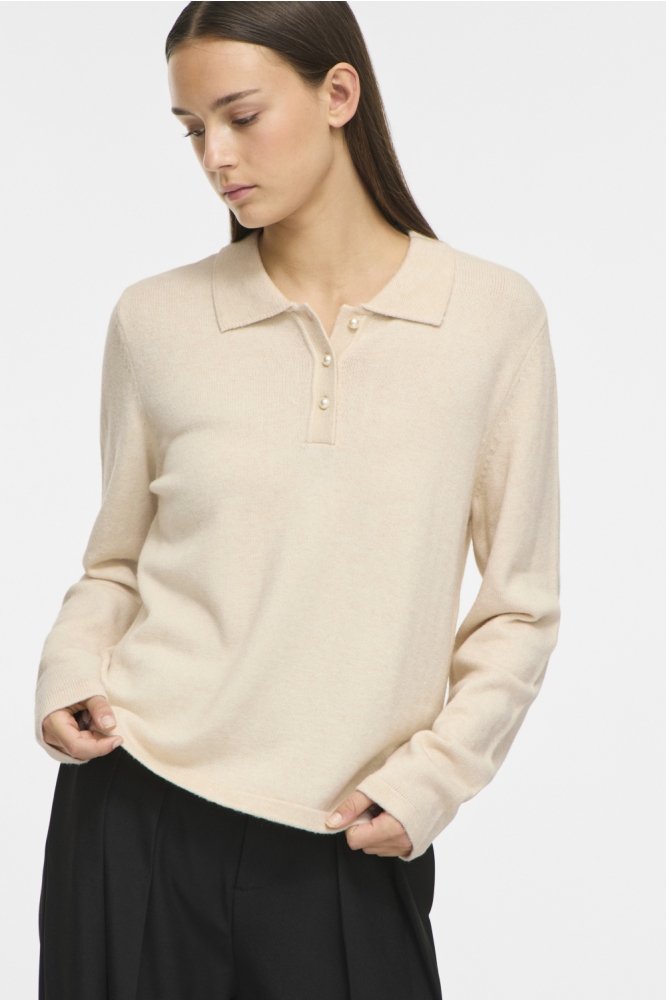 Vila beige dames trui | Model vooraanzicht
