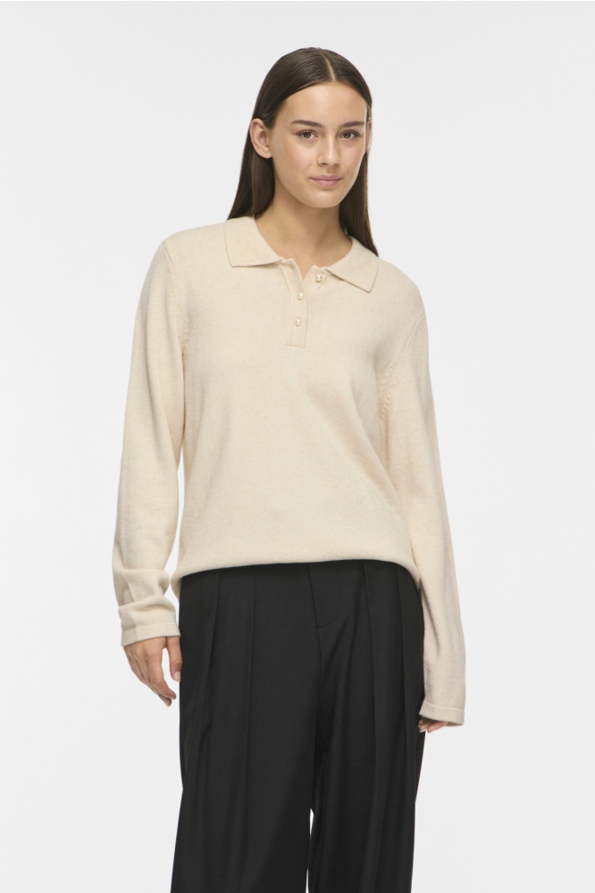 Vila beige dames trui | Model vooraanzicht