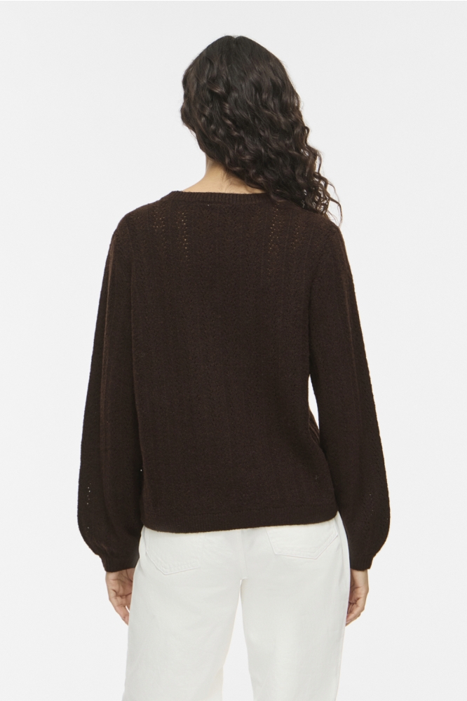 Vila bruine dames trui | Model achteraanzicht