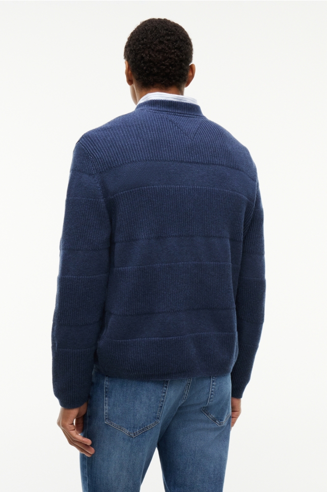 Tommy Jeans blauwe heren trui | Model achteraanzicht