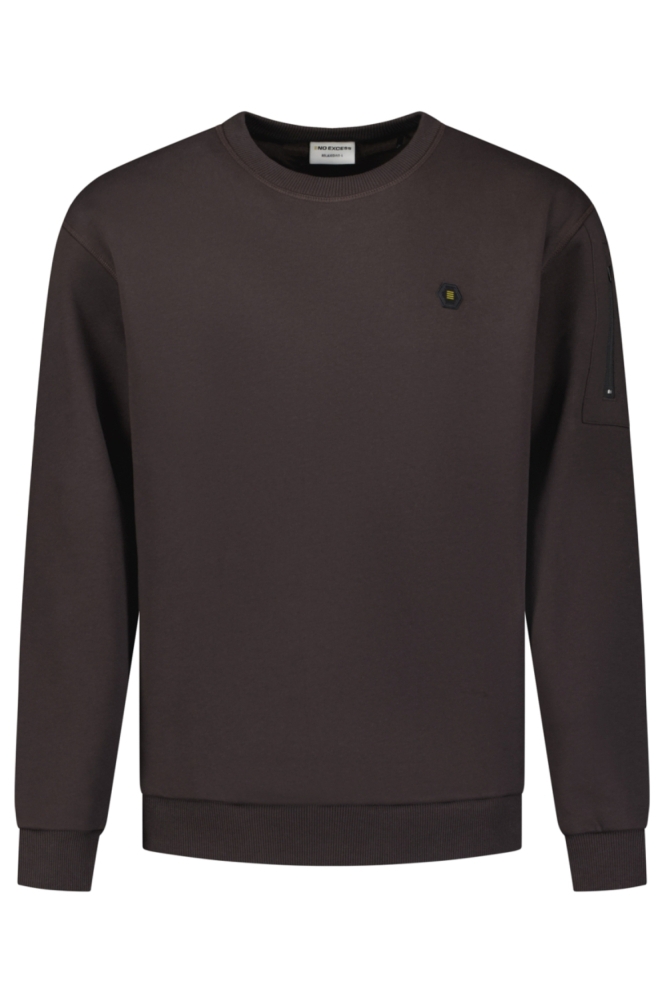 NO-EXCESS bruine heren sweater | Vooraanzicht
