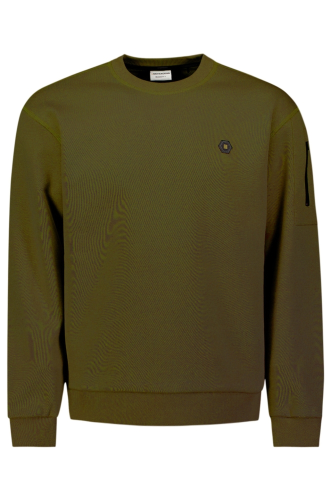 NO-EXCESS groene heren sweater | Vooraanzicht