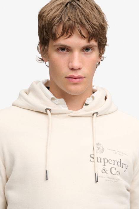 Superdry beige heren sweater | Close up