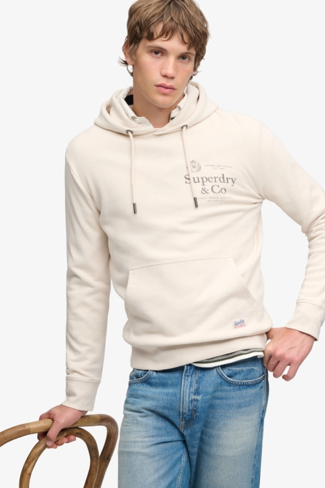 Superdry beige heren sweater | Model vooraanzicht