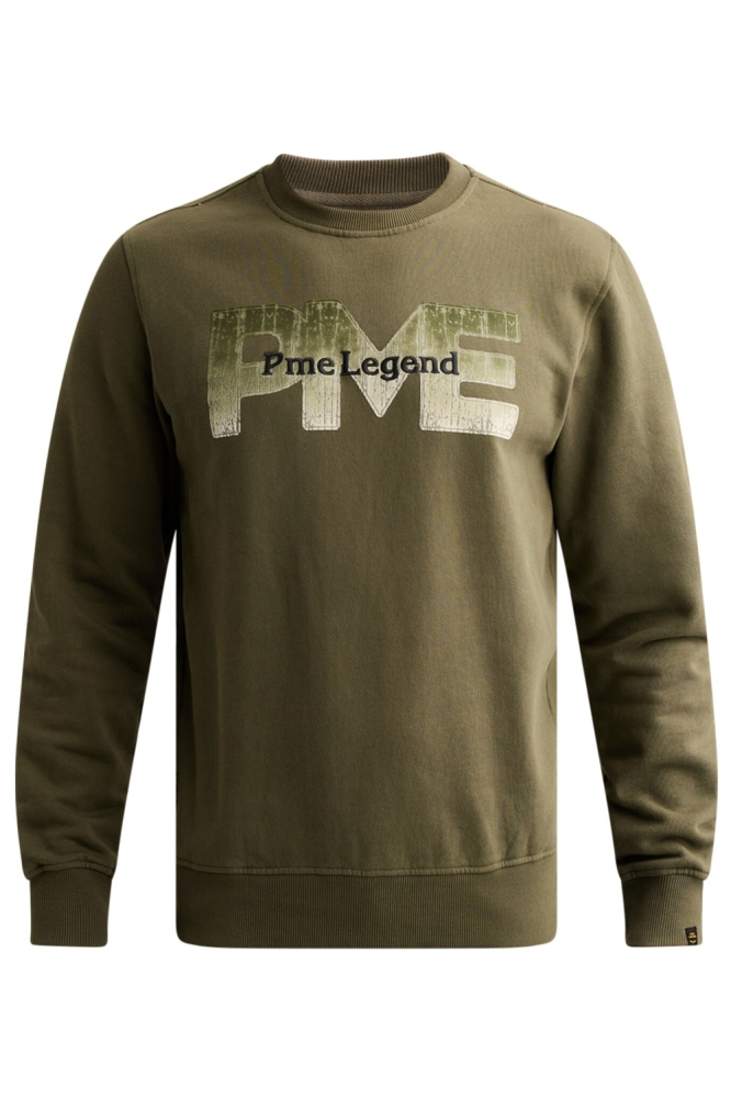 PME legend groene heren sweater | Vooraanzicht