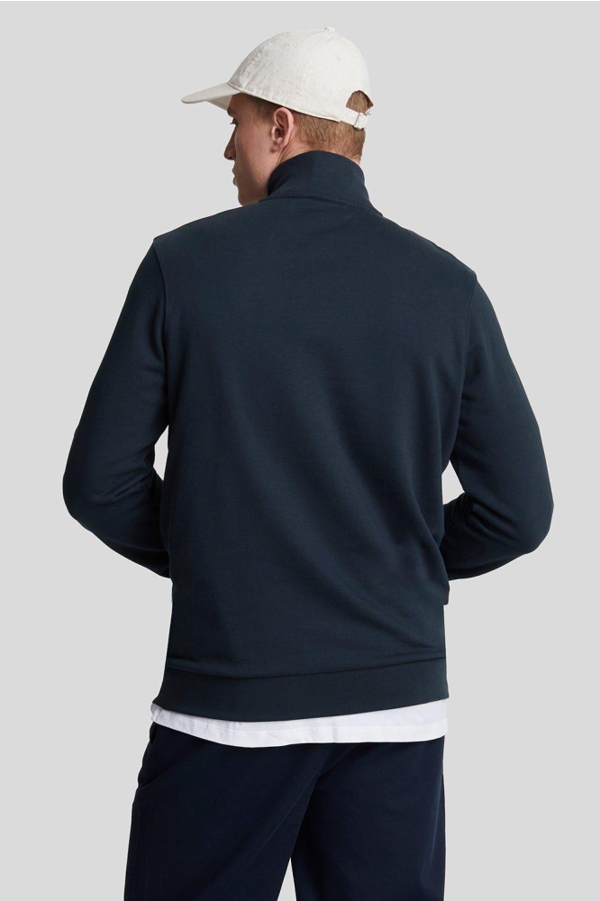 Lyle & Scott blauwe heren sweater | Model achteraanzicht