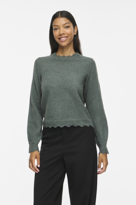 Vila groene dames trui | Model vooraanzicht
