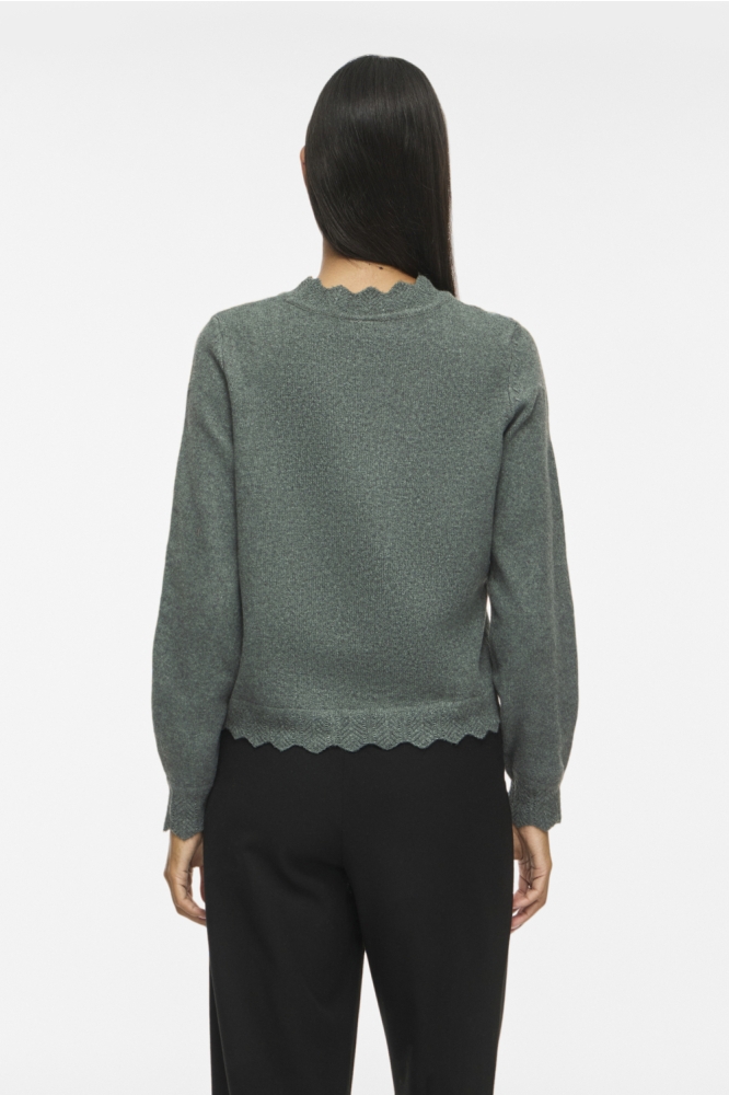 Vila groene dames trui | Model achteraanzicht