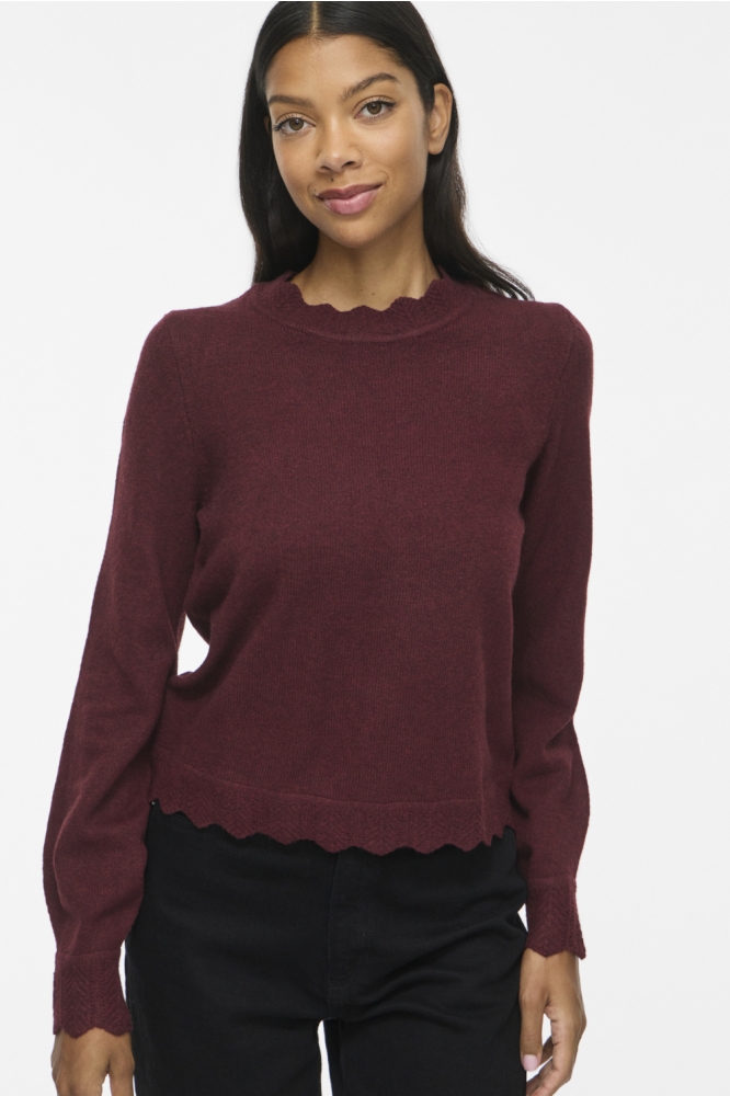 Vila bordeaux dames trui | Model vooraanzicht
