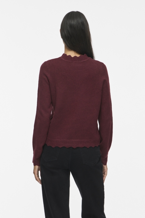 Vila bordeaux dames trui | Model achteraanzicht