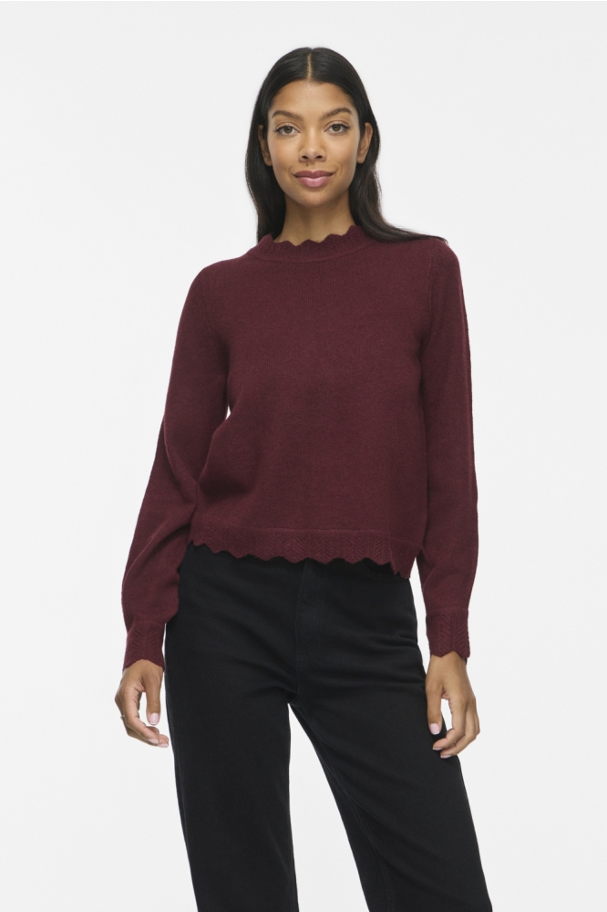 Vila bordeaux dames trui | Model vooraanzicht