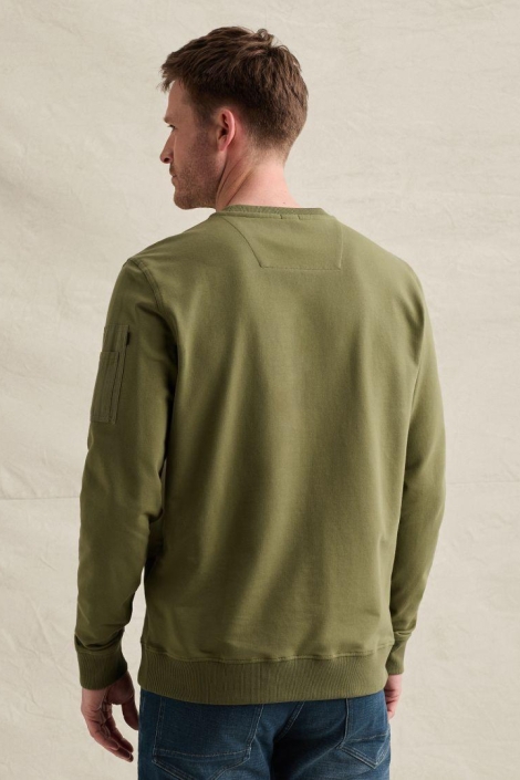 PME legend groene heren sweater | Model achteraanzicht