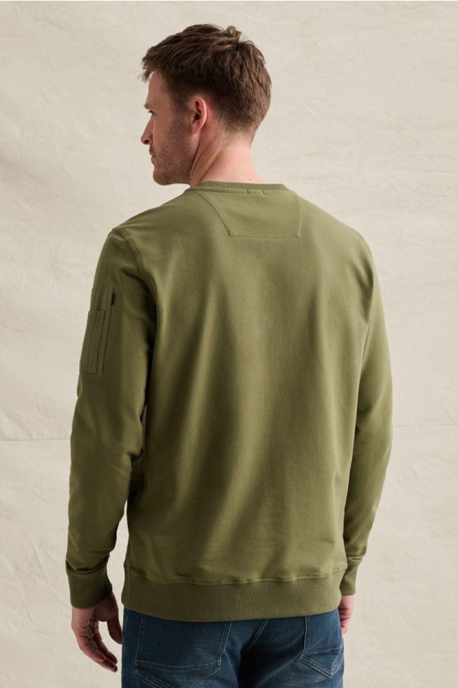 PME legend groene heren sweater | Model achteraanzicht