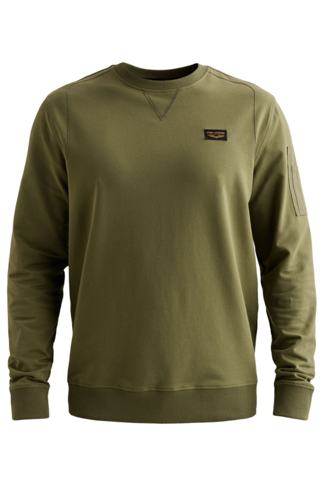 PME legend groene heren sweater | Vooraanzicht
