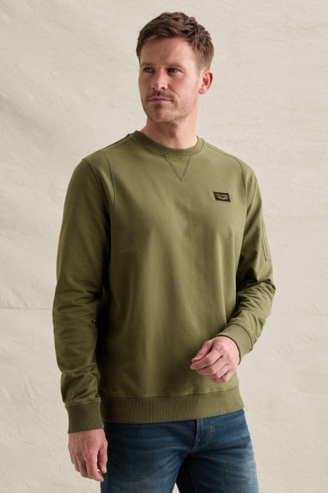 PME legend groene heren sweater | Model vooraanzicht
