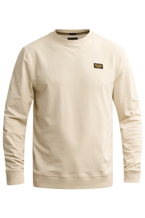 PME legend beige heren sweater | Vooraanzicht
