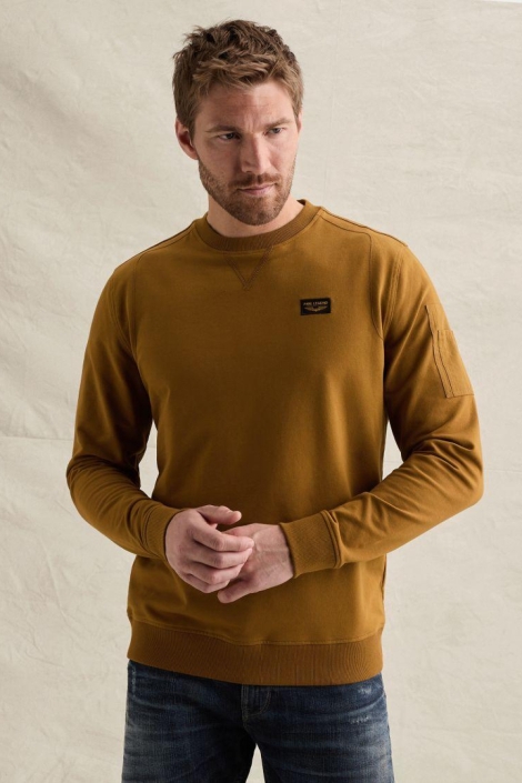 PME legend gele heren sweater | Model vooraanzicht