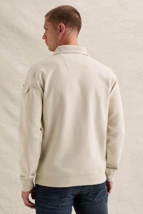 PME legend beige heren sweater | Model achteraanzicht
