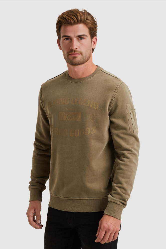 PME legend groene heren sweater | Model vooraanzicht