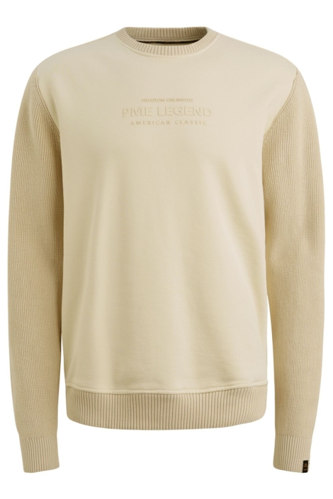 PME legend beige heren sweater | Vooraanzicht