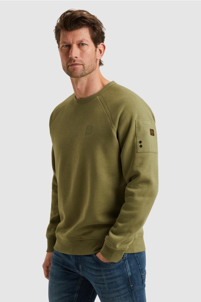 PME legend groene heren sweater | Model zijaanzicht
