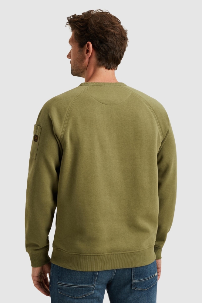 PME legend groene heren sweater | Model achteraanzicht