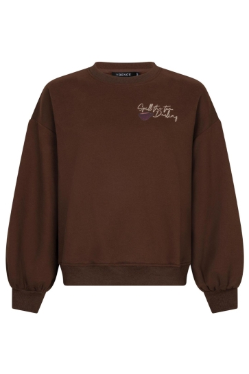 Ydence Trui SWEATER SPILL THE TEA FS2654 BROWN/BURGUNDY