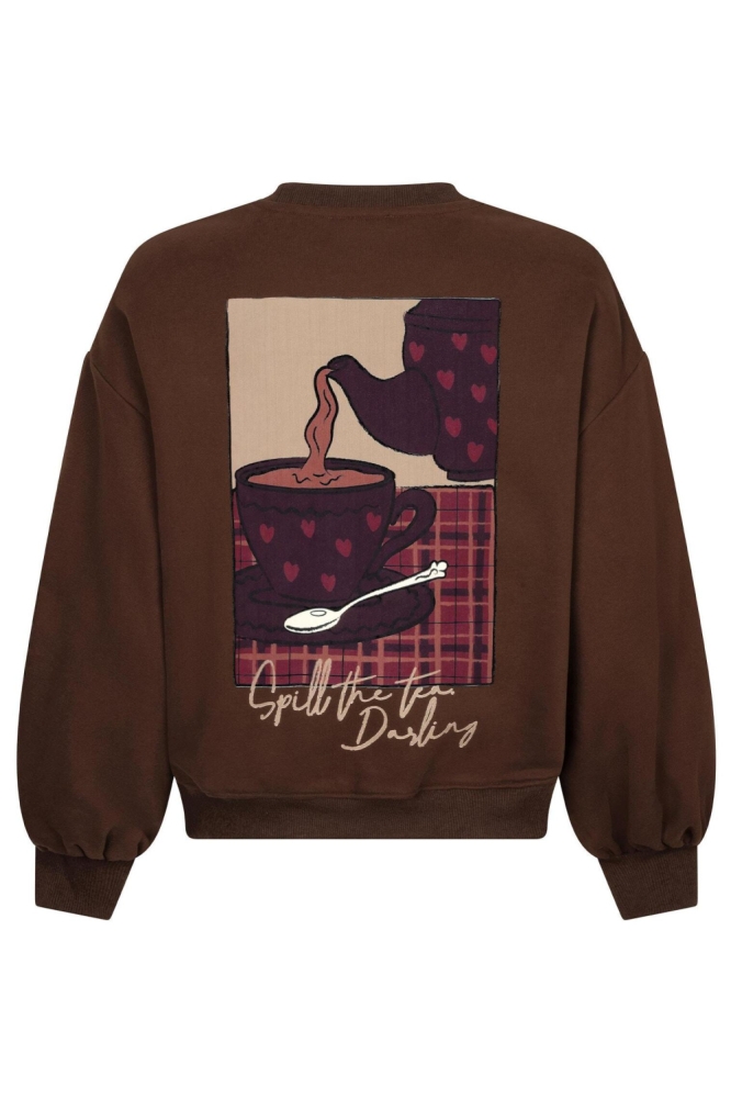 Ydence bruine dames sweater | Achteraanzicht